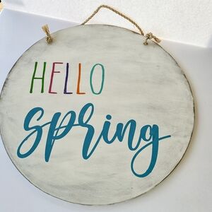 Double-sided 18inch Hello Spring Hello Summer wooden doorhanger